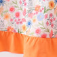 Coral Jesus Loves me Embroidered Floral Ruffle Dress