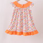 Coral Jesus Loves me Embroidered Floral Ruffle Dress