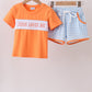 Coral Jesus Loves me Smocked Gingham Shorts Set