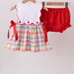 Red ABC Embroidered Plaid Bloomer Set
