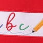 Red ABC Embroidered Top