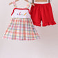 Red ABC Embroidered Plaid Set