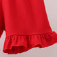 Red ABC Embroidered Plaid Set