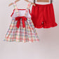 Red ABC Embroidered Plaid Set