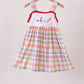Red ABC Embroidered Plaid Dress
