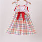 Red ABC Embroidered Plaid Dress