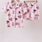 Pink character bamboo pocket pajama set