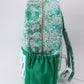Green floral ruffle backpack