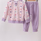 Purple Butterfly Ruffle Jogger Set