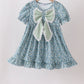 Teal Floral Lace Bow Dress