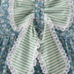 Teal Floral Lace Bow Dress