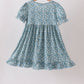 Teal Floral Lace Bow Dress