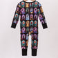 Black princess bamboo zipper ruffle romper