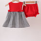 Red Georgia Applique Gingham Bloomer Set