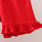 Red Georgia Applique Gingham Ruffle Shorts Set