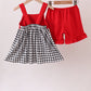 Red Georgia Applique Gingham Ruffle Shorts Set