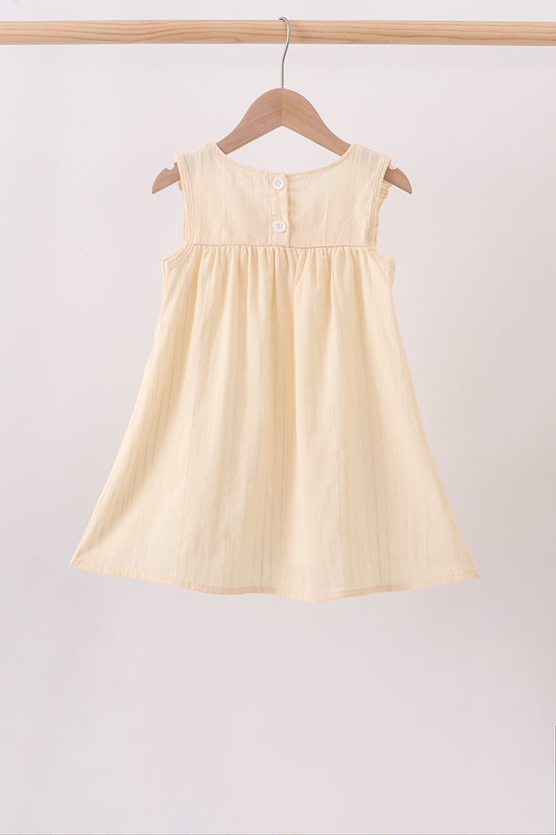Oatmeal character french knot ruffle dress