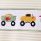 Monster truck embroidery stripe romper