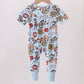 Blue character bamboo romper