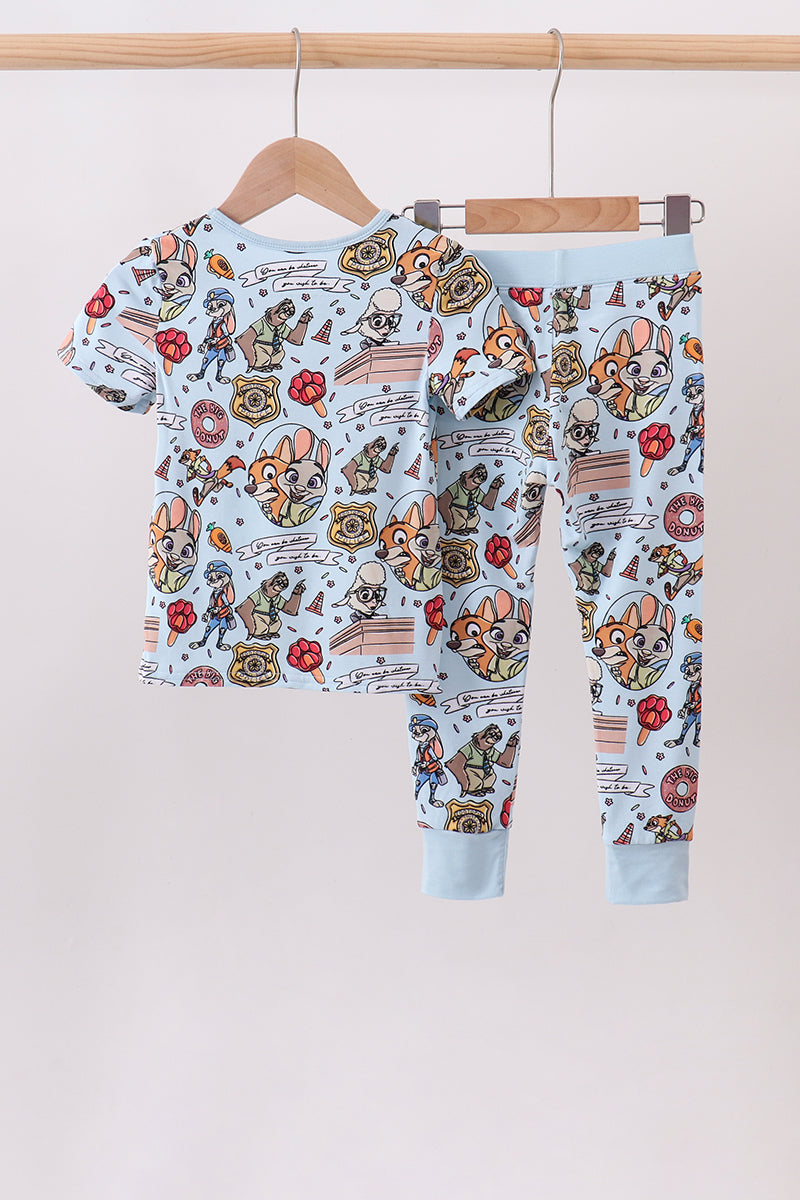 Blue character 2pc bamboo pajama set