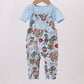 Blue character bamboo romper set