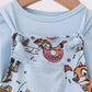 Blue character bamboo romper set