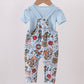 Blue character bamboo romper set