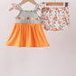 Orange Pumpkin Embroidery Ruffle Bloomer Set