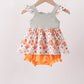 Orange Pumpkin Embroidery Ruffle Bubble