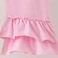 Pink Prayer Embroidery Ruffle Pants Set