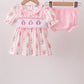 Pink Pumpkin Embroidery Ruffle Bloomer Set