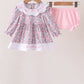 Pink Floral Embroidery Bloomer Set