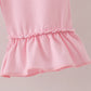 Pink Floral Embroidery Ruffle Pants Set