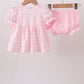 Pink Mallard Applique Gingham Bloomer Set