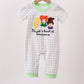 Green Hocus pocus french knot gingham romper