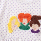 Purple Hocus pocus french knot ruffle dress