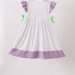 Purple Hocus pocus french knot ruffle dress