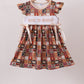 Brown Made to Worship Embroidery Ruffle Dress