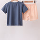 Orange Pumpkin Embroidery Gingham Shorts Set