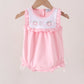 Pink Pumpkin Bow Embroidery Ruffle Bubble