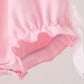 Pink Pumpkin Bow Embroidery Ruffle Bubble