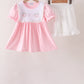 Pink Pumpkin Bow Embroidery Ruffle Shorts Set