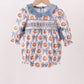 Blue Pumpkin Bow Smocked Ruffle Bubble