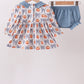 Blue Pumpkin Bow Smocked Bloomer Set