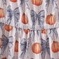 Blue Pumpkin Bow Mom Tiered Dress