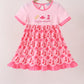 Pink Cowgirl Boots Embroidery Dress