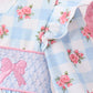 Blue Bow Smocked Floral Gingham Bloomer Set