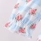 Blue Bow Smocked Gingham Pants Set