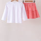White Cheerleader Embroidery Gingham Skorts Set