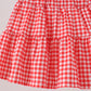 White Cheerleader Embroidery Gingham Skorts Set